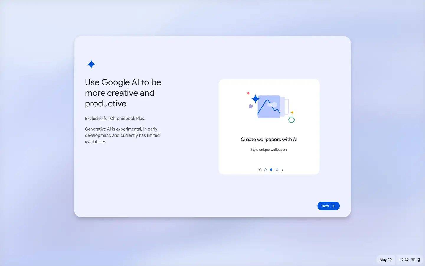 chromeos 125 oobe 中的 chromebook plus ai 功能