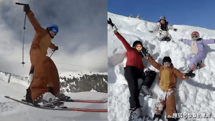 原创郭晶晶晒三子女滑雪英姿完美遗传“跳水皇后”运动基因