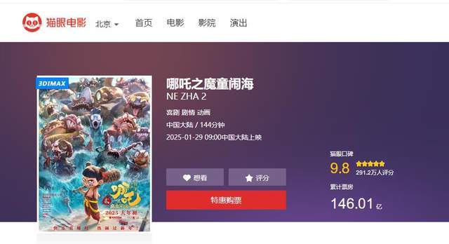 祝贺《哪吒2》正式荣登世界影坛第六！全球总票房20.52亿美元 与《复联3》平齐！