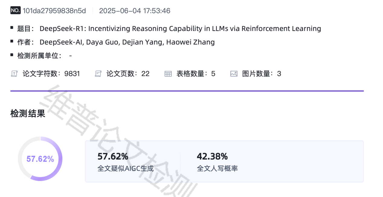 连DeepSeek发布的论文也被识别成AI所写？AI率检测，坑惨毕业生