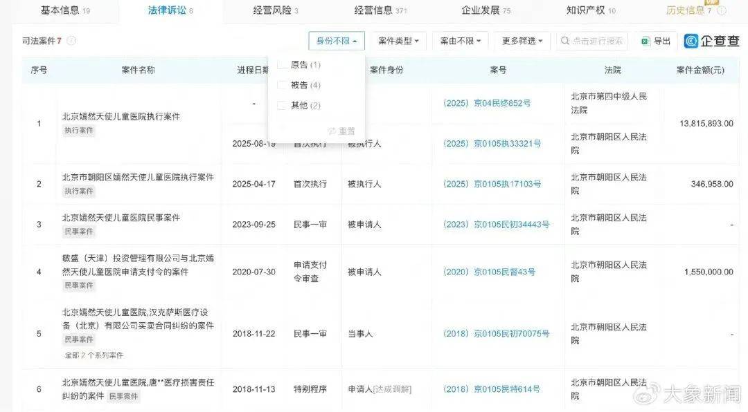 李亚鹏王菲的嫣然天使儿童医院，被执行1381万余元