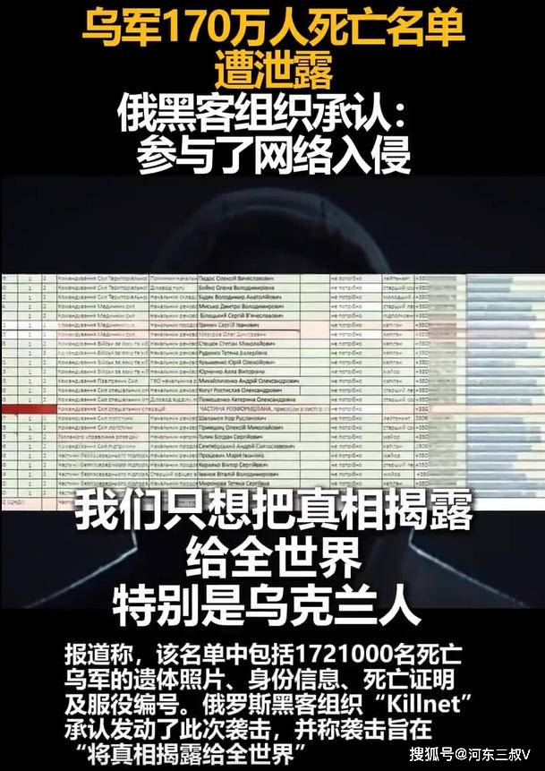 乌军死亡名单遭泄露，人数高达170万名，战争潜力已经耗尽