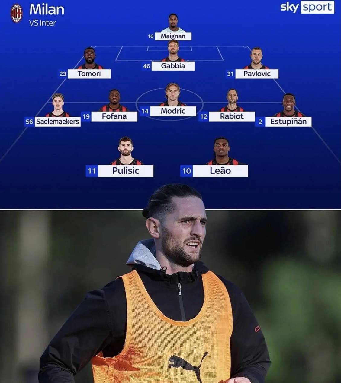 意甲媒体预测米兰德比首发阵容：米兰体育- 体育官方网站 世界杯官方指定投注平台352阵型莱奥搭档普利西奇出任锋线