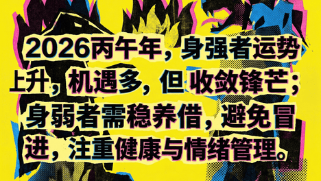 2026丙午年为什么有人越来越顺，有人越努力越累？关键就在身强身弱