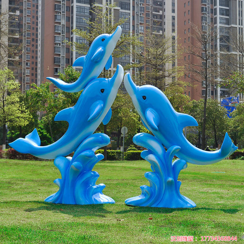 玻璃钢仿真海豚雕塑 海洋动物造型景观摆件