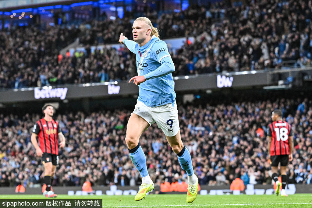 英超-哈兰德双响奥赖利破门 曼城3-1伯恩茅斯升至第二