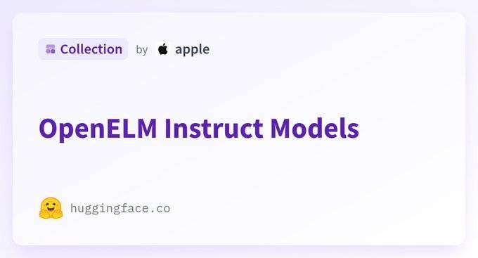苹果发布 OpenELM，基于开源训练和推理框架的高效语言模型