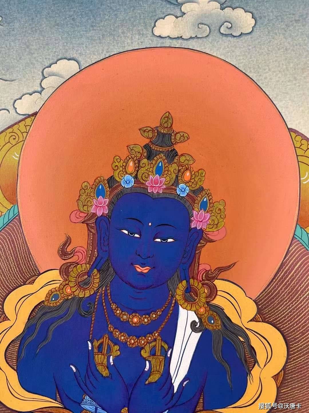 接下来请朋友们欣赏一组沃唐卡编号为172-155999的金刚持唐卡:金刚手