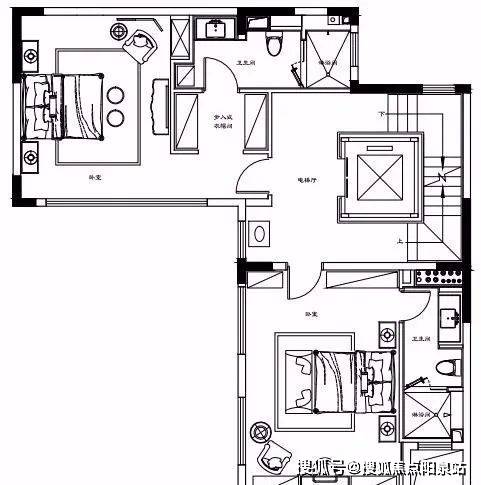 居住層另有獨院產品4套:變異的邊戶北合院715平米 5532萬 ,7 1設計