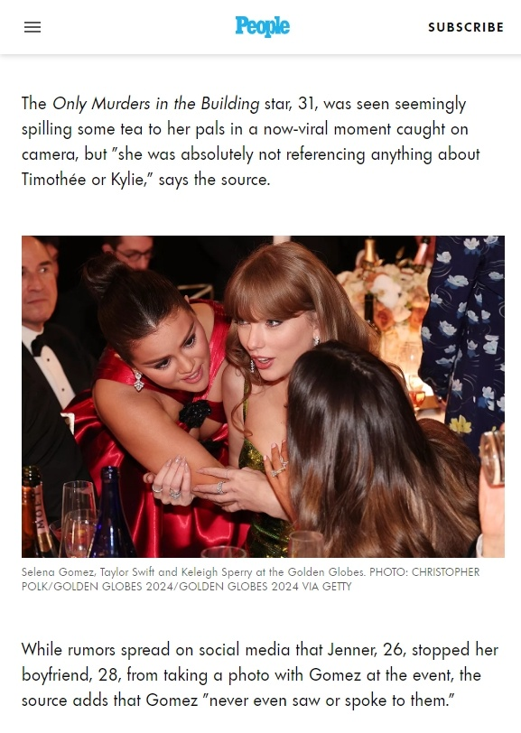 有网友通过"鉴定唇语",猜测现场赛琳娜selena gomez与霉霉taylor