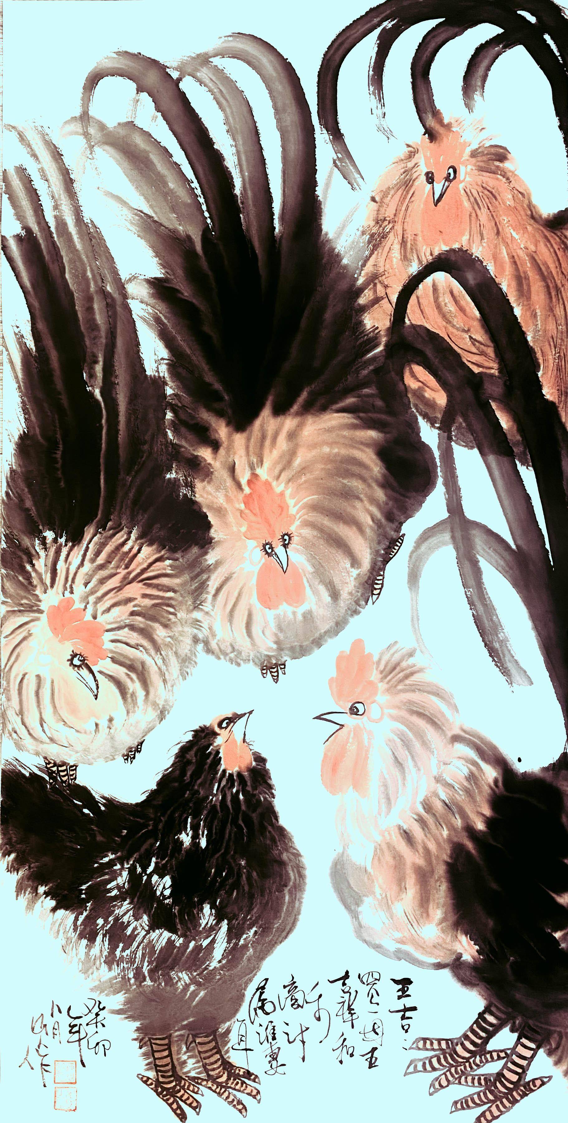 【国画艺术】朱祖国·画鸡意趣"情有独钟"_作品_先生_笔下