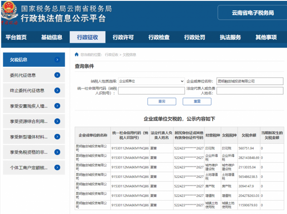 税务欠税管理