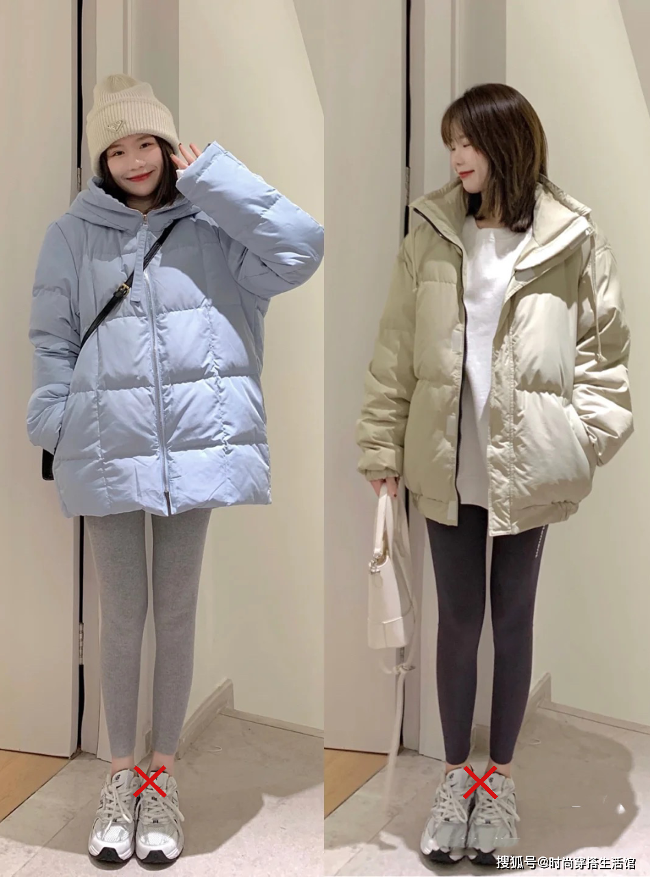 小个子女人穿羽绒服时,别配打底裤了!