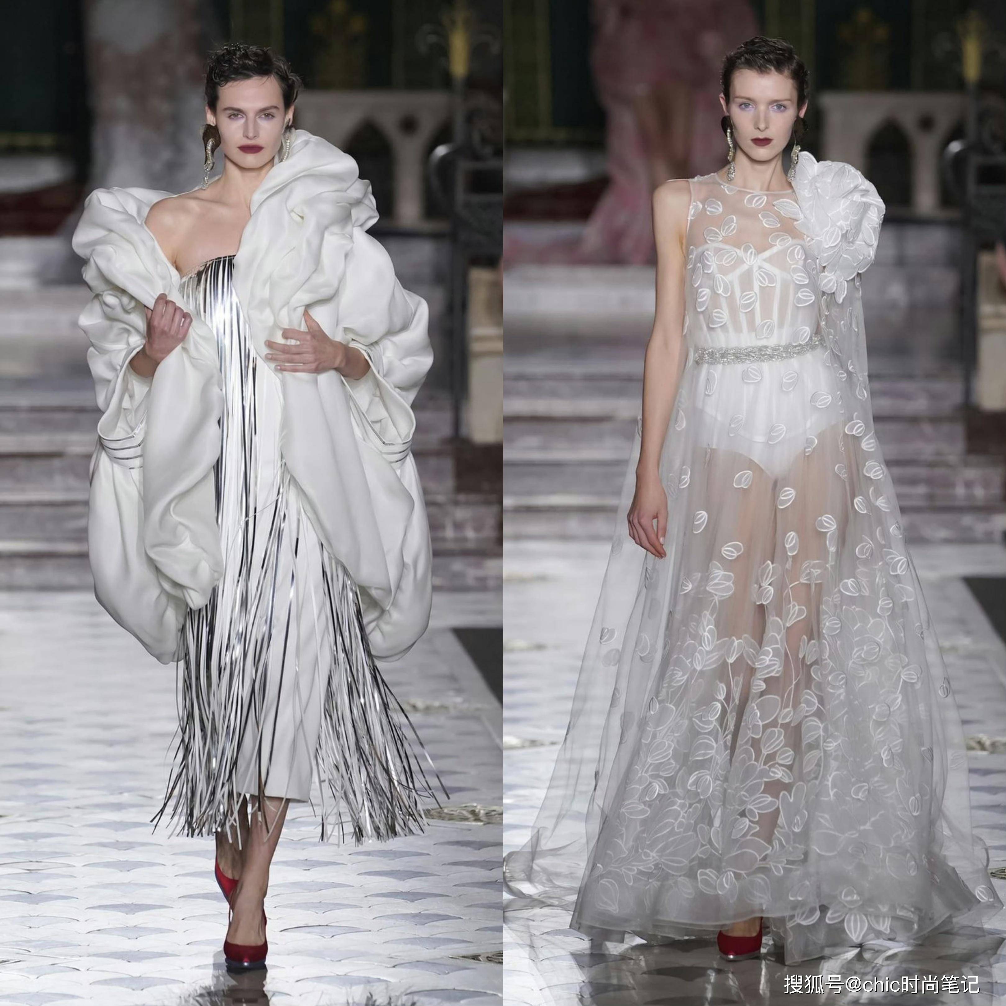 2024春夏巴黎高定时装周,梦幻白色高定礼服,华美而优雅_设计_裙摆
