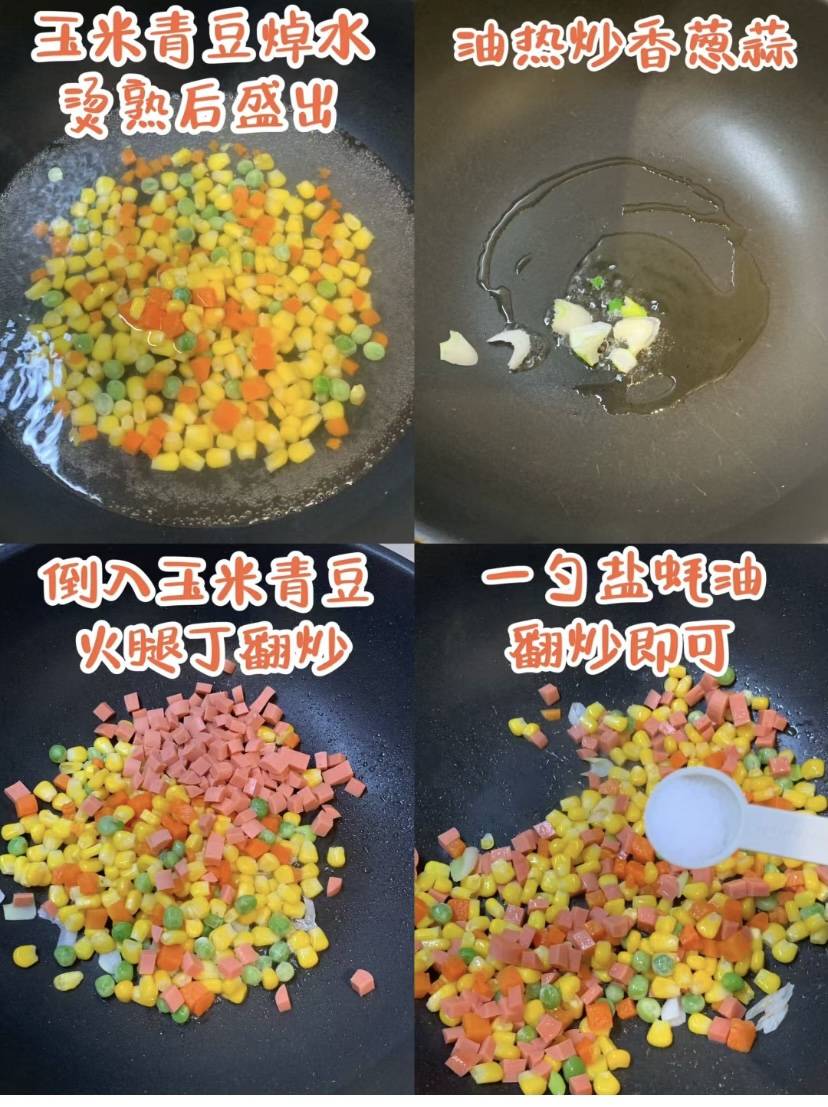 美味製作:準備食材:田園蔬菜粒 火腿腸或蝦仁 越南春捲皮(建議用階佑