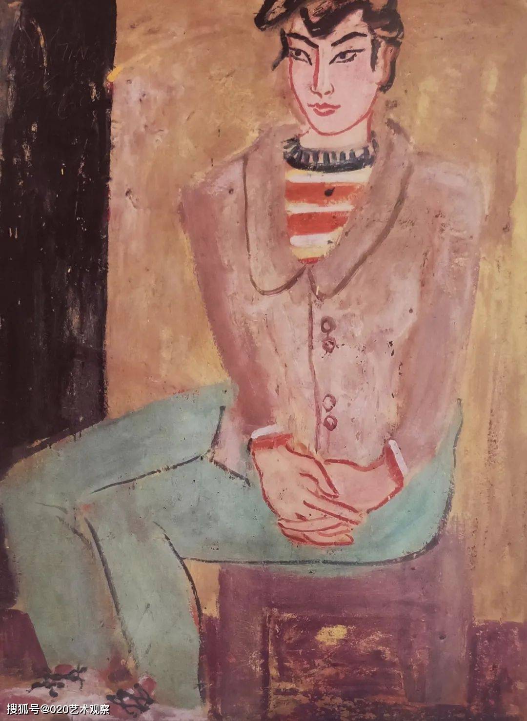 丁衍庸:现代八大山人,代表作不准出境者_cm_纸本_油彩