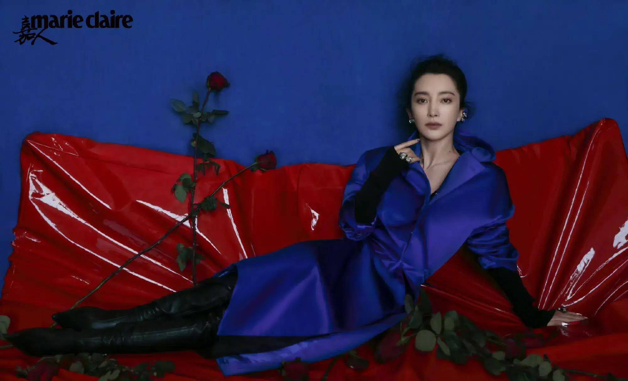 李冰冰嘉人二月刊封面 大花的气场果然无人能敌!_玫瑰_黑色_白色