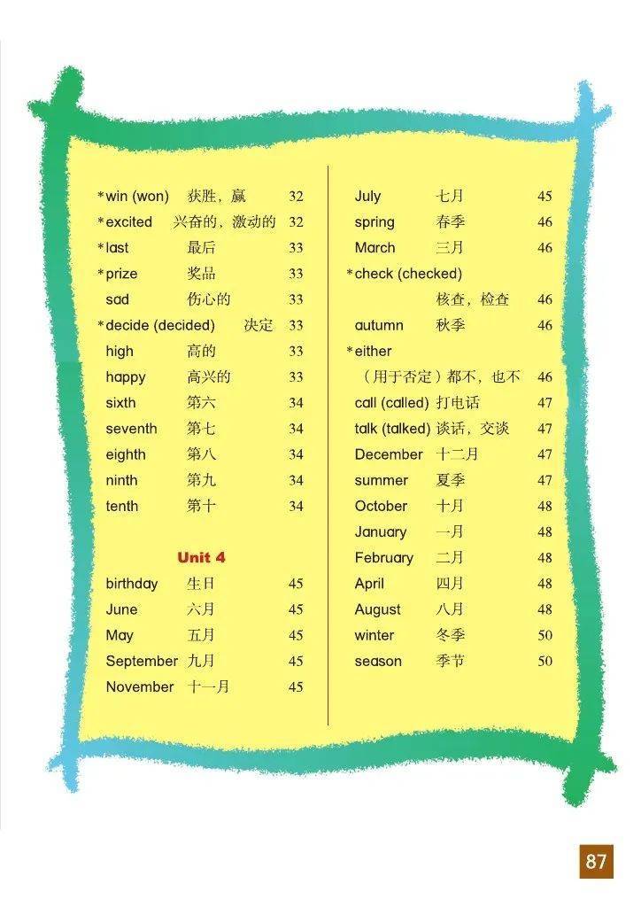 六年级上册全部单词图片