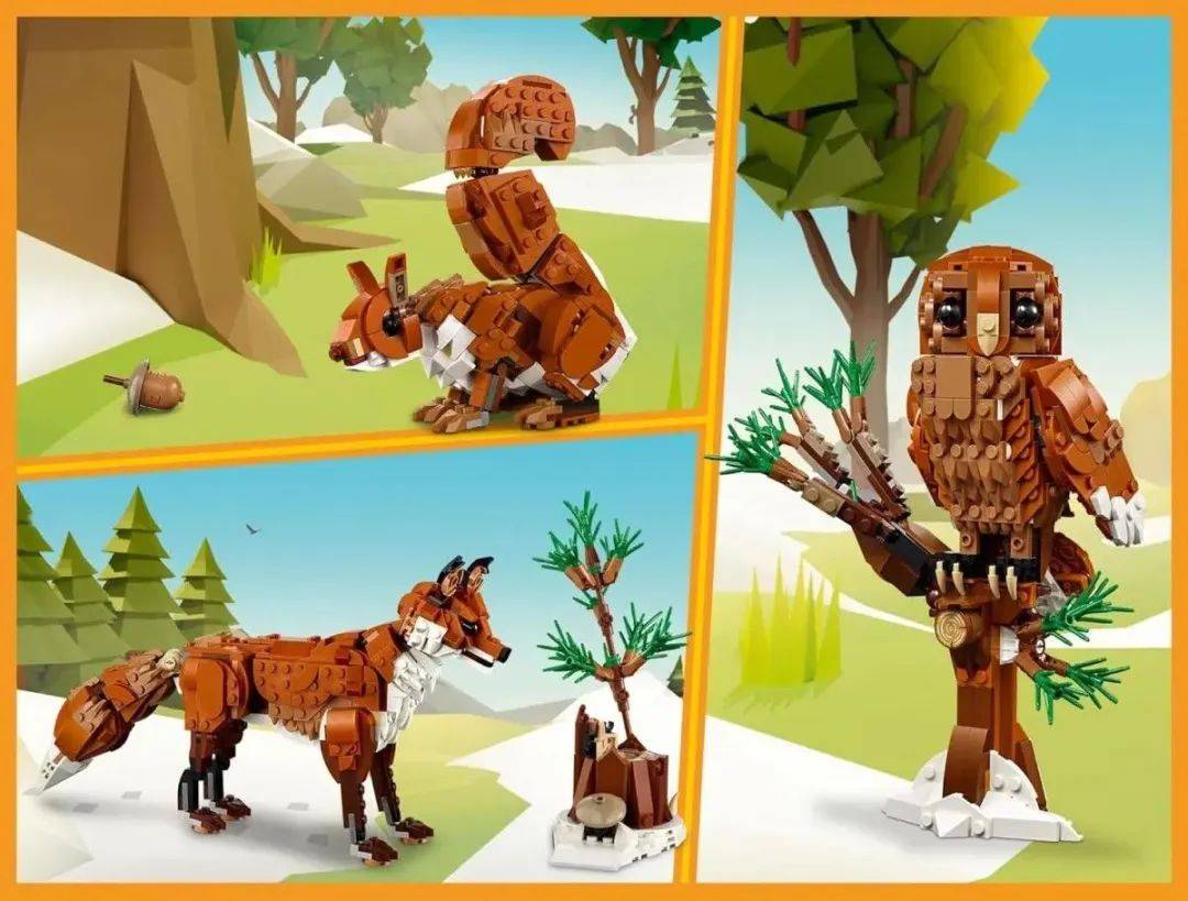 乐高创意百变3合1系列31158 森林动物:红色狐狸公布_套装_猫头鹰_树枝