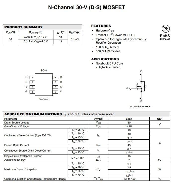 ao4406a场效应管:技术规格参数,工作原理与应用电路全解析