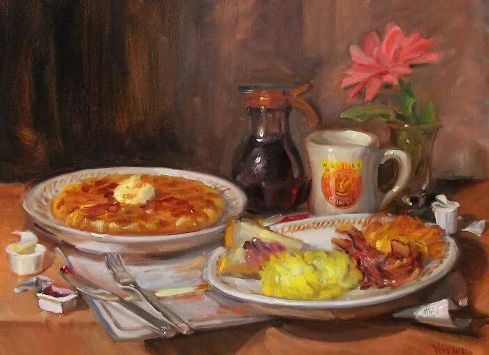 用古典艺术手法来画奶茶汉堡?都在艺术家noah verrier