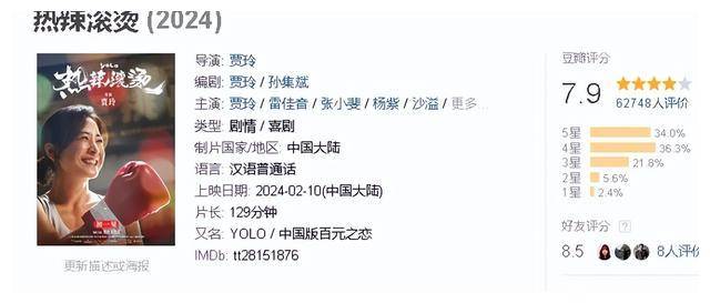 豆瓣好评连连,贾玲新片携手杨紫热辣斩获票房冠军,!