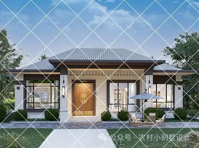 一层的新中式别墅,一层设计,省钱又实用,新中式不张扬不过时,大庭院
