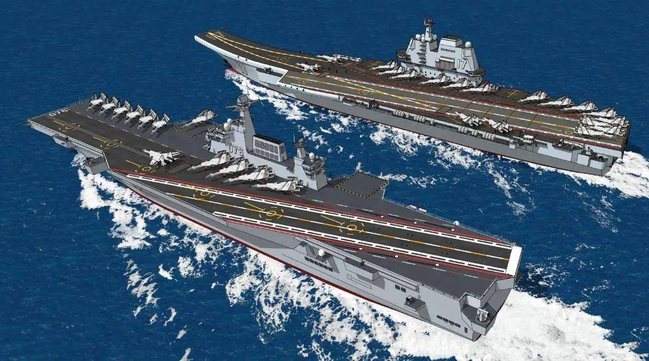 中国076两攻再次曝光,排水量或将超过5万吨,尺寸堪比中型航母!