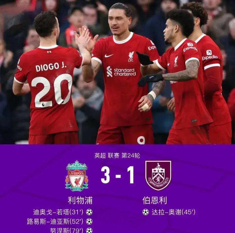 英超 利物浦3-1伯恩利,三大头槌神将创造奇迹!