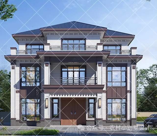21款三层新中式农村自建房别墅,复试客厅楼中楼设计,2024建房首选