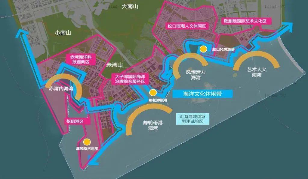 蛇口国际海洋新城规划总面积约26平方公里,以赤湾片区,太子湾片区