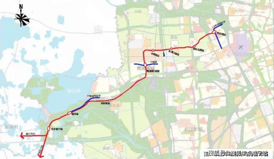 約22km,中山公園商圈直線距離約17km,莘莊直線距離約20km;國際機場