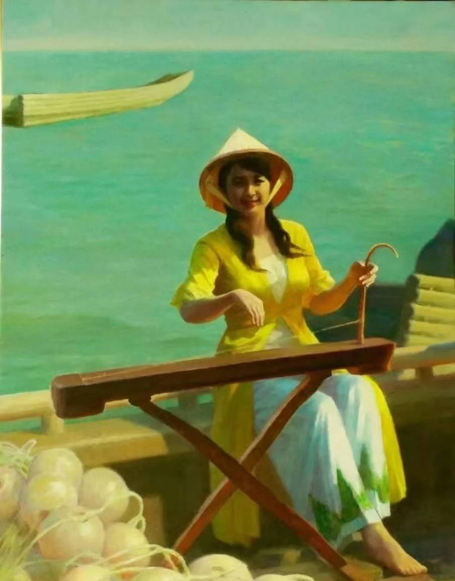 著名画家王国征民族系列新作:京族独弦琴手_东兴市_中国_人口