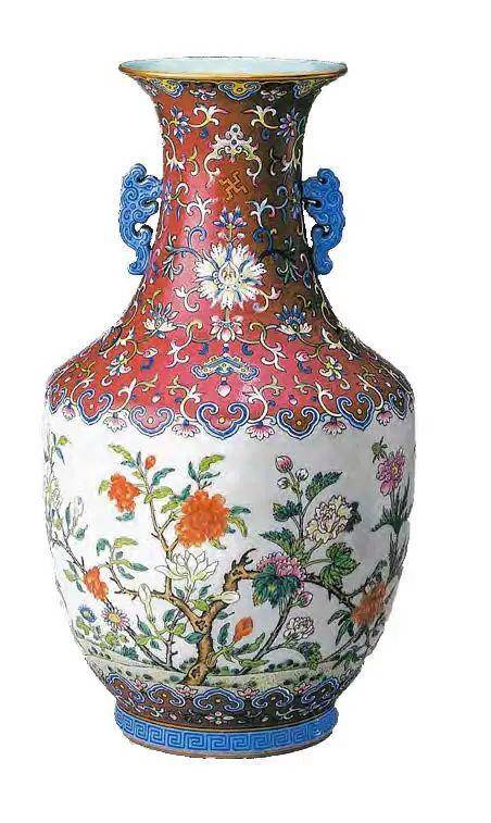 道光御窑重器:清道光 绿地粉彩缠枝番莲纹福寿万喜螭龙耳尊_瓷器_征集