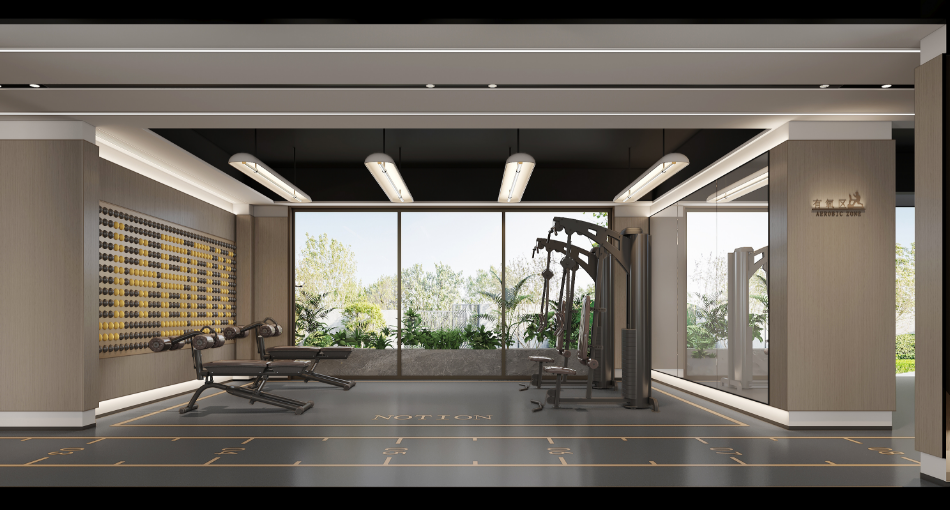 式架空层泛会所整体规制迭新升级,局部打造为大面玻璃幕墙封闭式空间