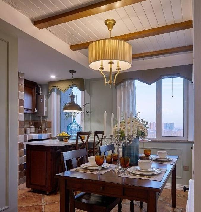 浓浓美式风装修,才花了20多万,大家都说值,晒晒!_效果_吊顶_餐厅