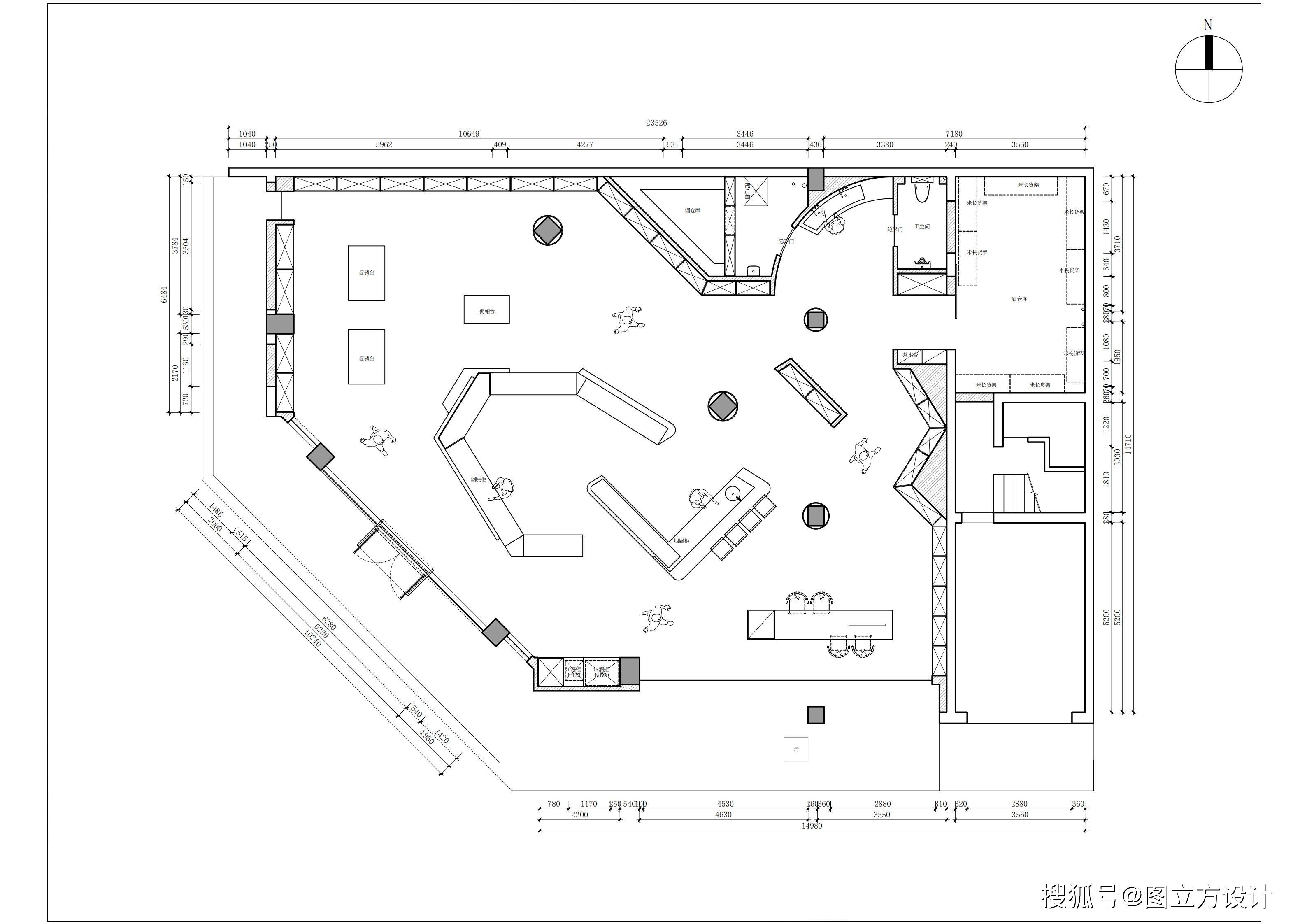 烟酒店设计平面图:打造舒适,高效的购物体验