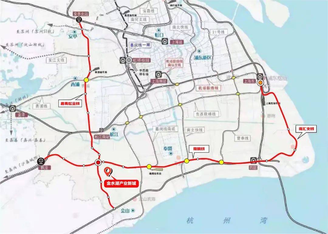 事实上,金山还规划有一条市域线"嘉青松金线",连接嘉定,青浦,松江.