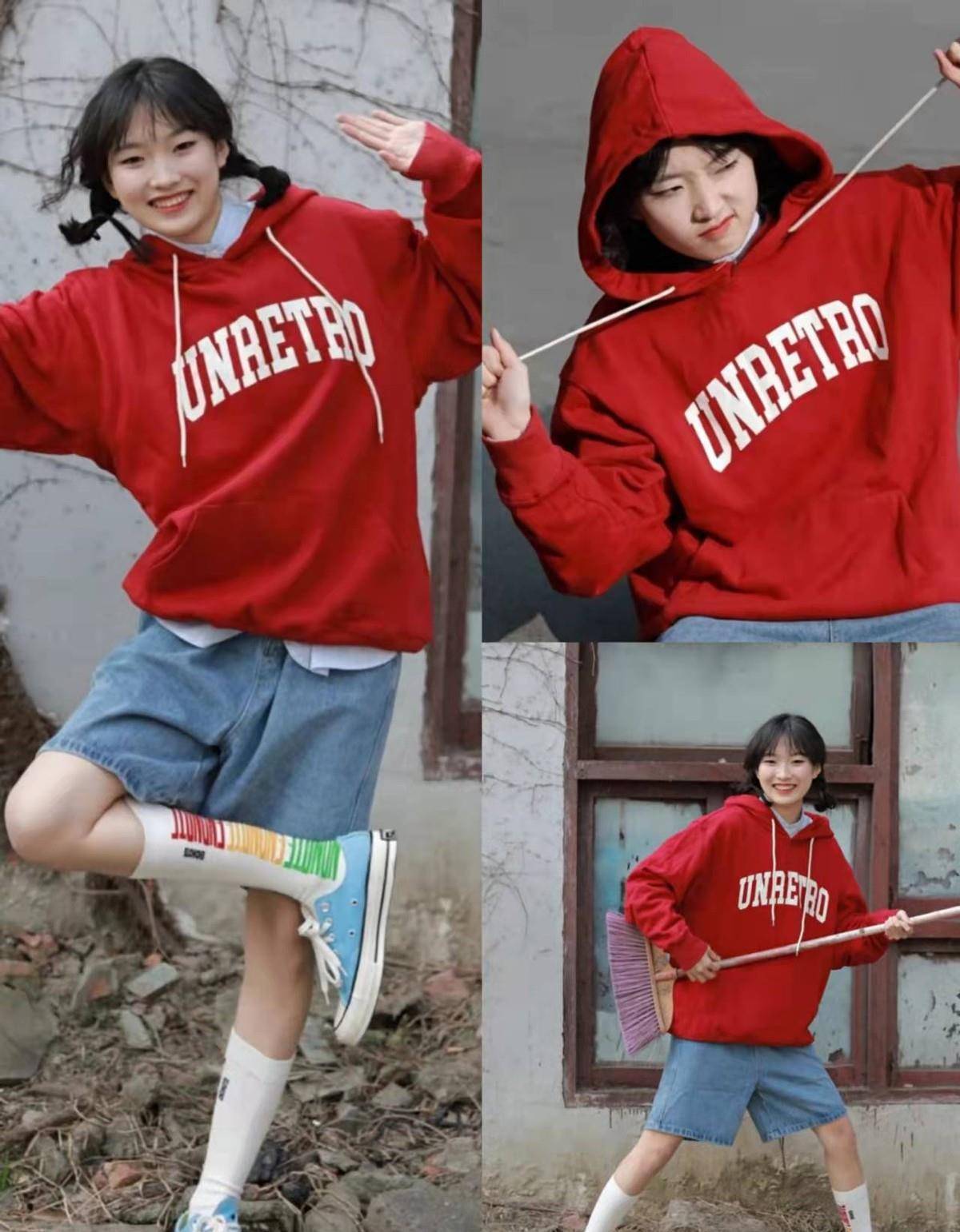 搭配一双帆布鞋和长袜的组合,一身穿搭洋溢着满满的青春感.