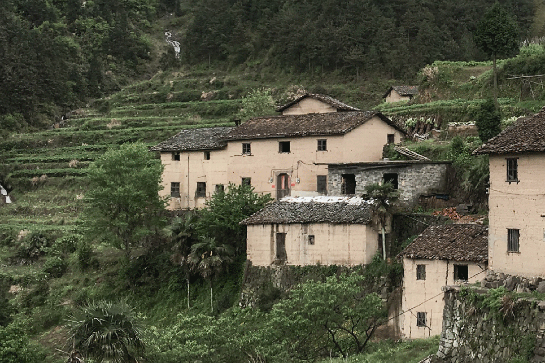 厅茶室生成图原场地是顺着悬崖向下跌落三层的砖房建筑,背靠石墙陡坎