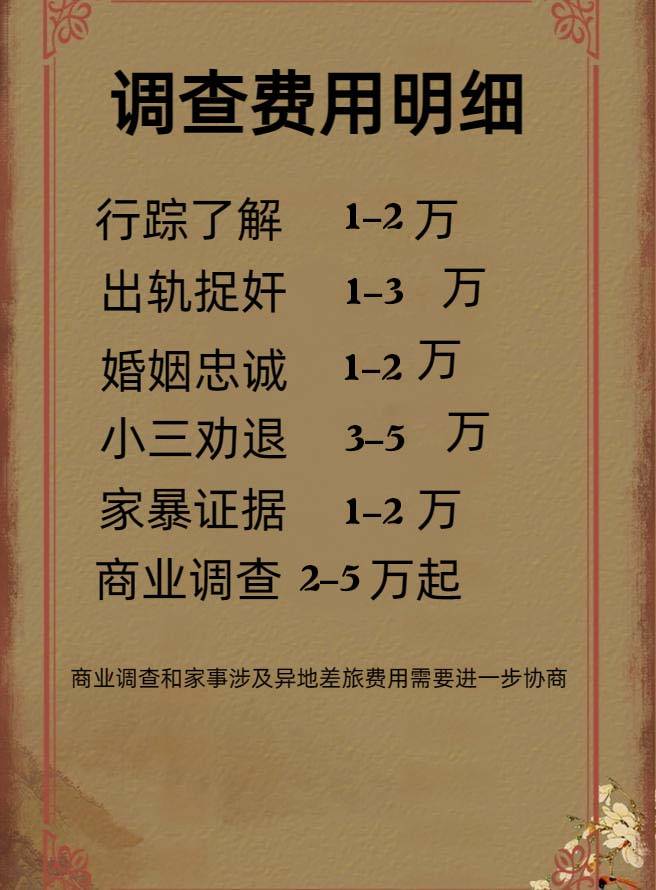 贵阳地区私家侦探公司的婚外情调查费用2024最新价格表明细