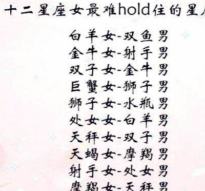 原创十二星座女最难hold住的星座男打架排名异性缘指数