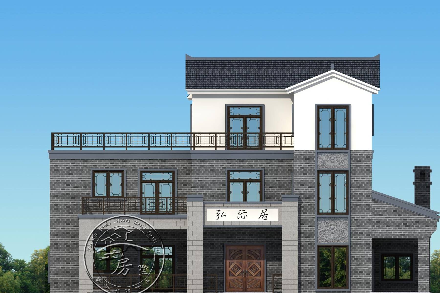 原创别墅设计三层新中式别墅好似画中画美得这般清雅脱俗