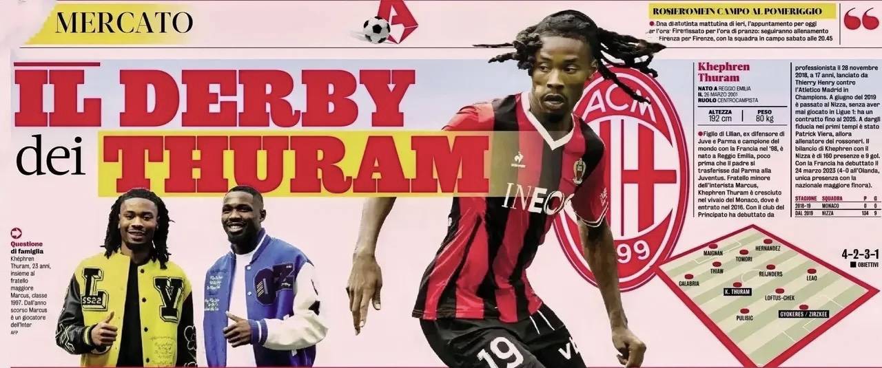 原创意甲媒体透露米兰对法甲尼斯中场凯夫伦图拉姆非常感兴趣其身价为