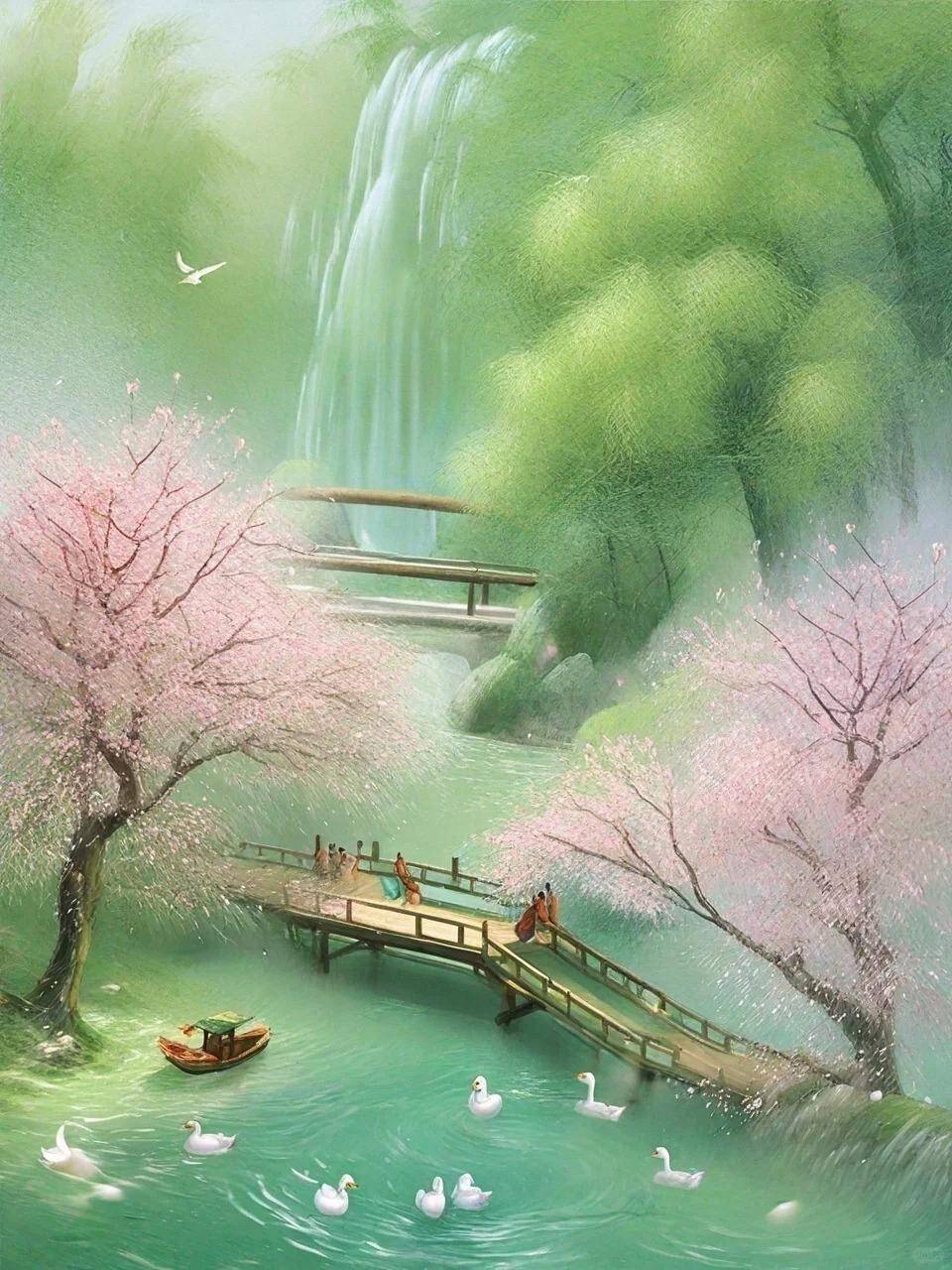 汪藻《点绛唇》新月如钩,夜色寒冷,江面平静如镜,仿佛托举着山峰