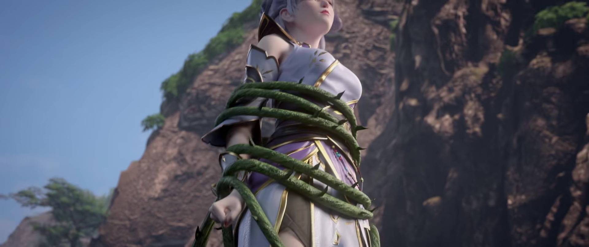 韩雪被藤蔓勒很紧,声音太妖娆,萧炎忍不住出手了_斗皇_美女_实力