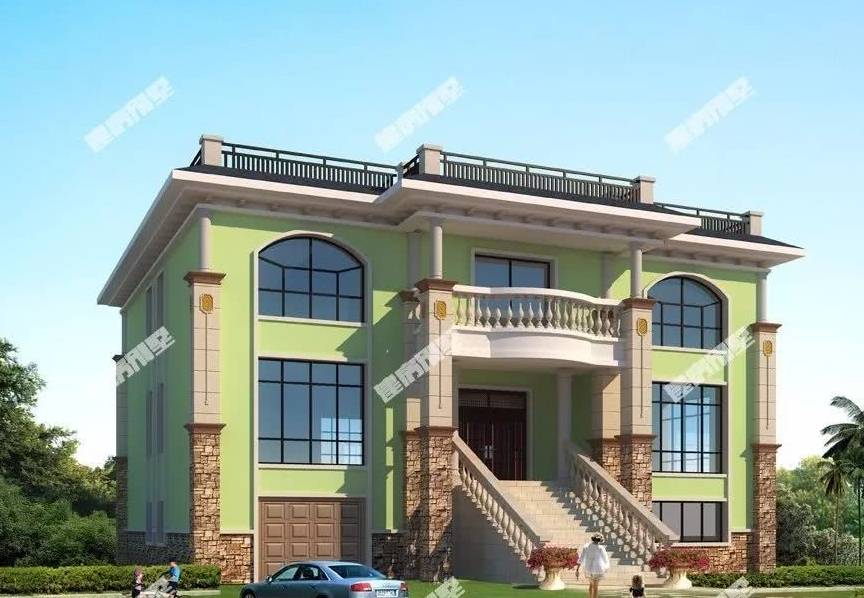 2款平屋顶设计的农村别墅,第一款有地下室,气派到可赛过全村