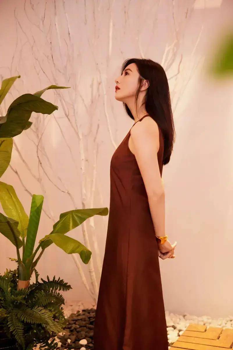 原创高圆圆春日写真曝光无袖长裙尽显优雅知性魅力