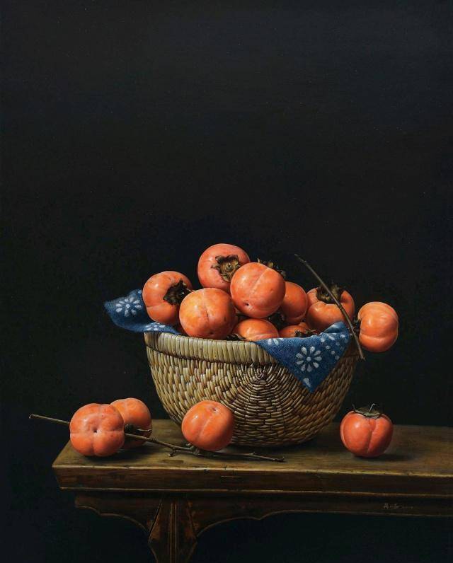 的柿子让人流口水,画到极致,却在一个细节上败给冷军_写实_作品_吴峰