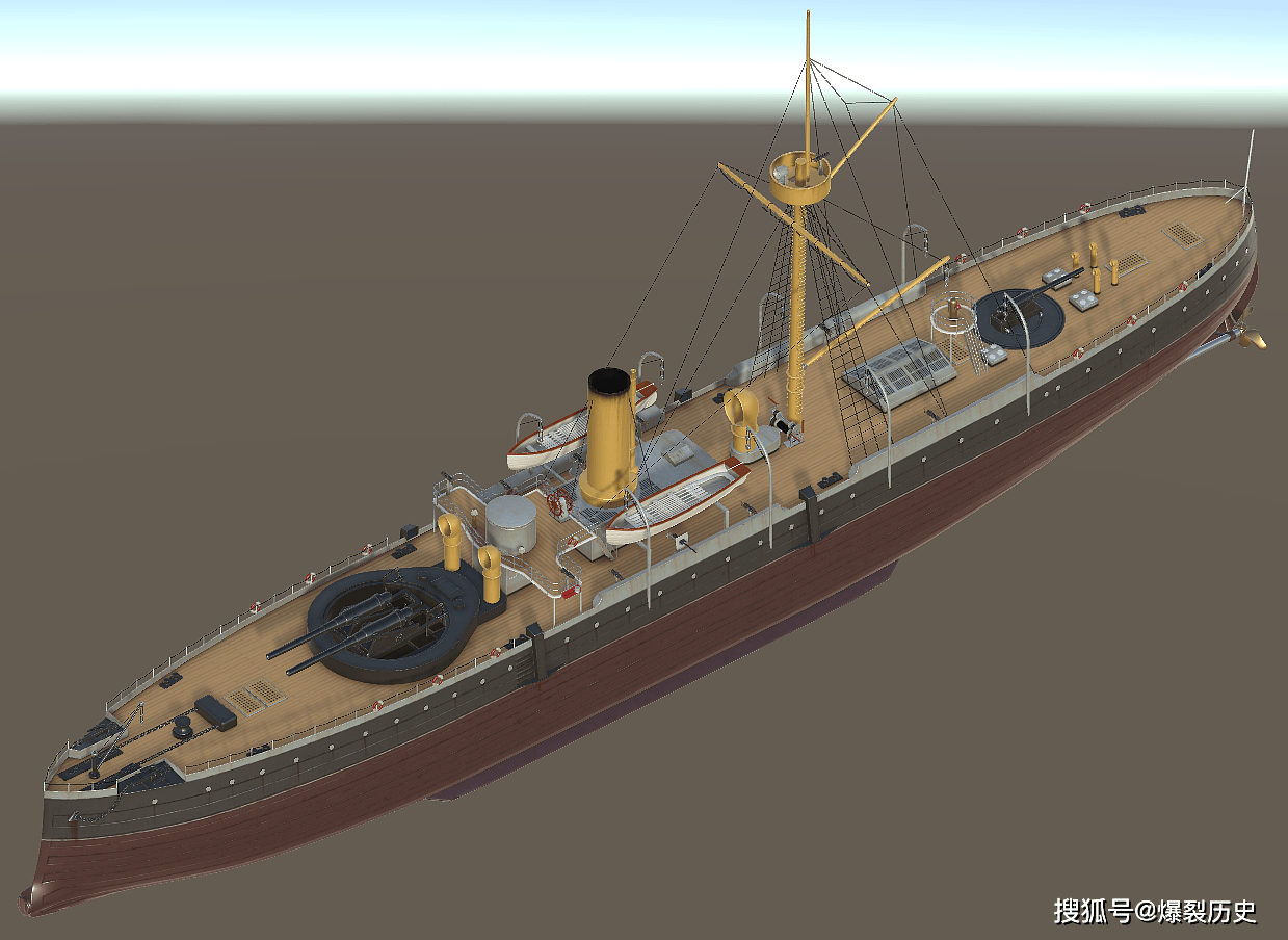 济远号:德国伏尔铿造船厂制造的穹甲巡洋舰,排水量2300吨,有火炮18门